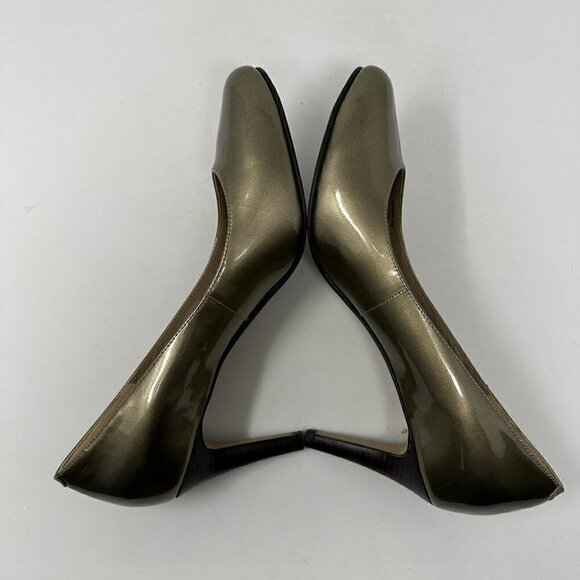 COLE HAAN Laney High Heels Pumps Gold Patent Leather Sz 8.5B - Picture 9 of 13